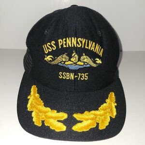 USS Pennsylvania SSBN-735 Mesh Back Trucker‎ Hat Cap Snapback Made In USA DeLong